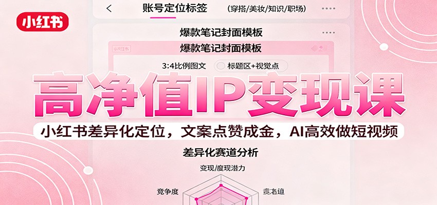 高净值IP变现课:小红书差异化定位,文案点赞成金, AI高效做短视频-52项目站