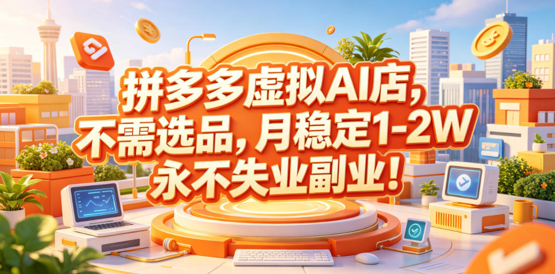 拼多多虚拟AI店,不需选品,月稳定1-2W,永不失业副业!【揭秘】-52项目站