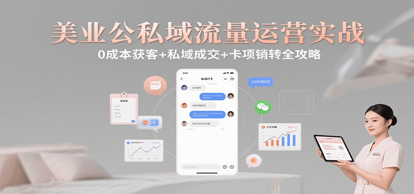 美业公私域流量运营实战:0成本获客+私域成交+卡项销转全攻略-52项目站