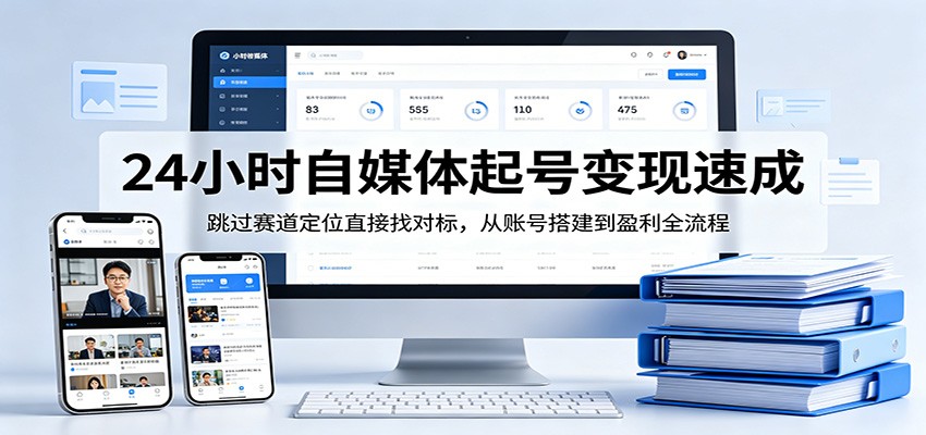 24小时自媒体起号变现速成，跳过赛道定位直接找对标，从账号搭建到盈利全流程-52项目站