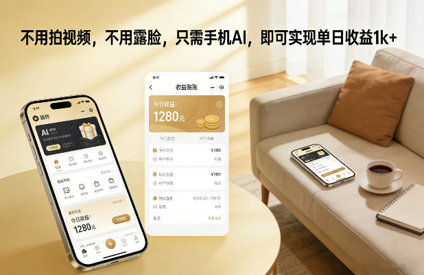 不用拍视频，不用露脸，只需手机AI，即可实现单日收益1k+【揭秘】-52项目站