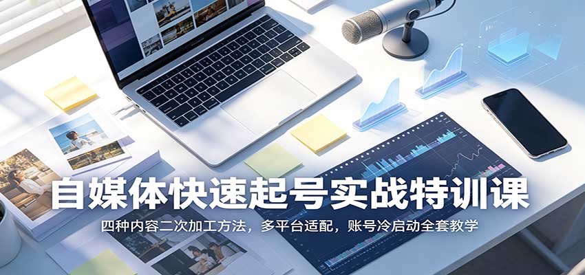 自媒体快速起号实战特训课：四种内容二次加工方法，多平台适配，账号冷启动全套教学-52项目站