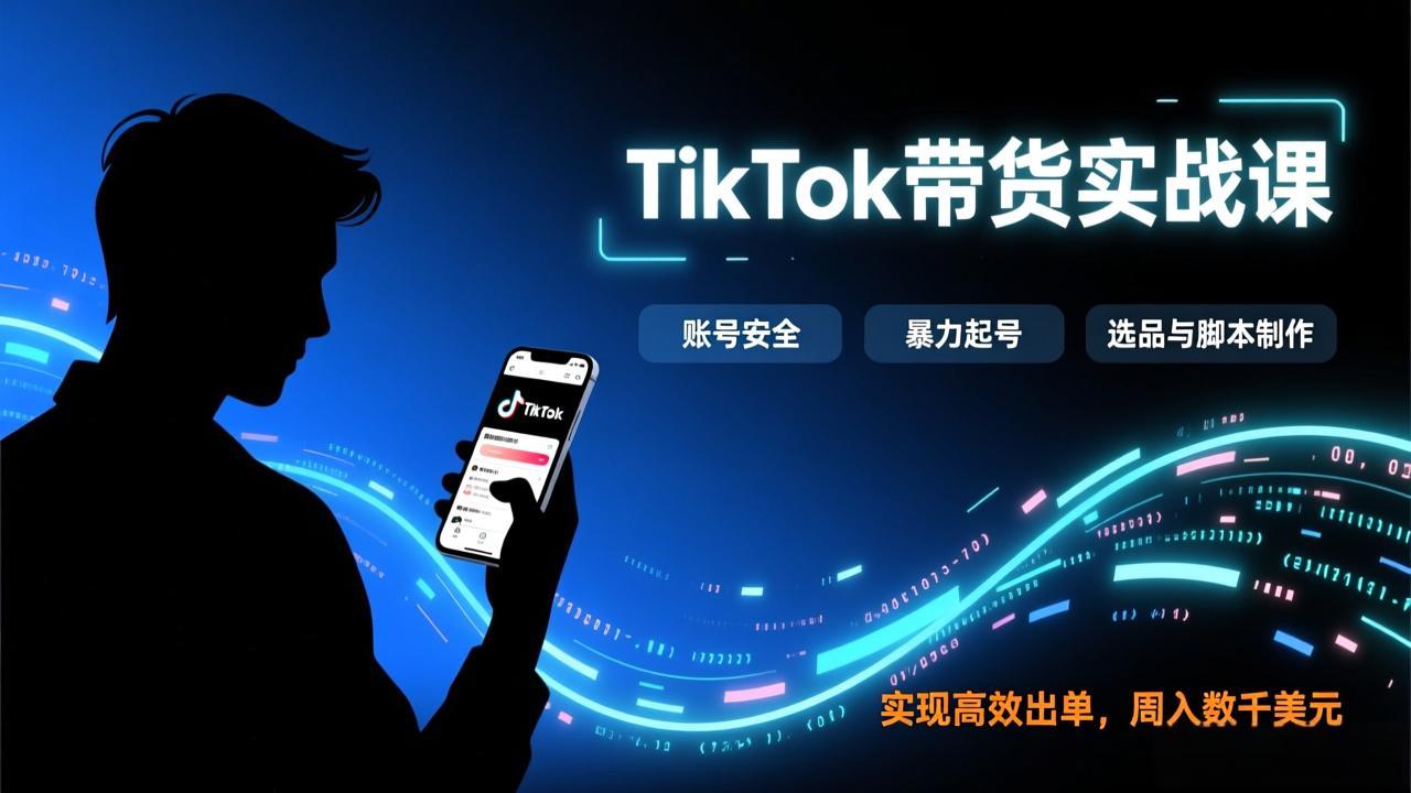 TikTok带货实战课，涵盖账号安全、暴力起号、选品与脚本制作，实现高效出单，周入数千美元-52项目站