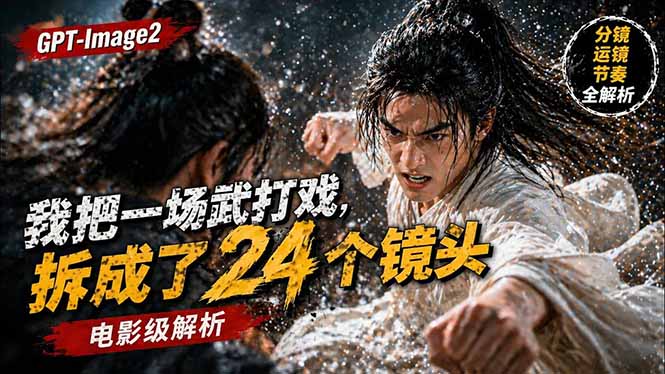 用GPT-Image2，把一段武打对决拆成24个连续镜头，从人物建立、动作衔接、运镜节奏，到情绪爆发-52项目站