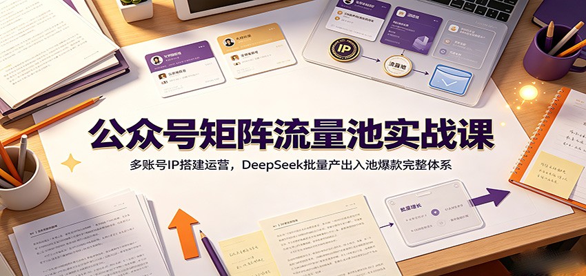 公众号矩阵流量池实战课：多账号IP搭建运营，DeepSeek批量产出入池爆款完整体系-52项目站