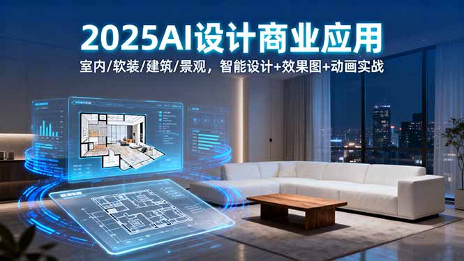 2025AI设计商业应用：室内/软装/建筑/景观，智能设计+效果图+动画实战-52项目站