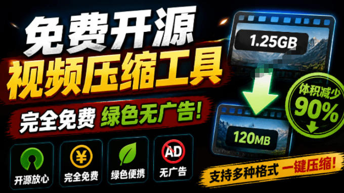 Github开源视频压缩瘦身工具，轻松压缩90%，并保持画质清晰，完全免费绿色无广告！VideoSlim-52项目站