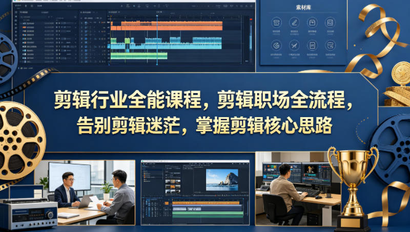 剪辑行业全能课程，剪辑职场全流程，告别剪辑迷茫，掌握剪辑核心思路-52项目站