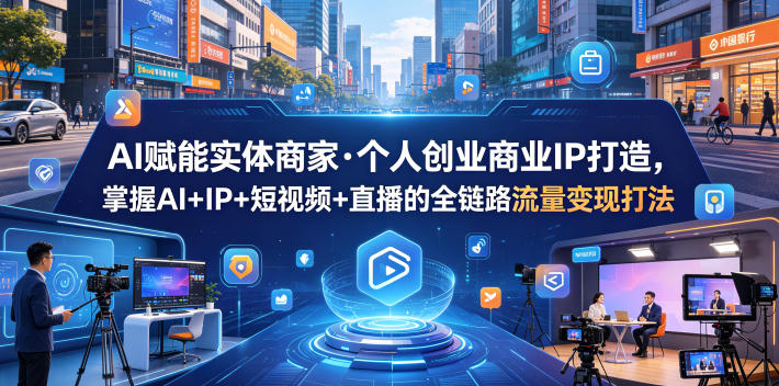 AI赋能实体商家·个人创业商业IP打造，掌握AI+IP+短视频+直播的全链路流量变现打法-52项目站