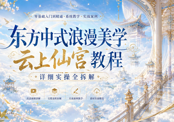 东方中式浪漫美学云上仙宫教程，详细实操全拆解-52项目站