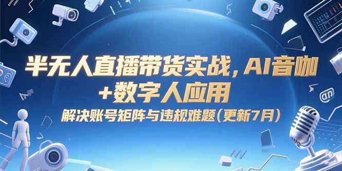 半无人直播带货实战，AI音咖+数字人应用 解决账号矩阵与违规难题(更新7月-52项目站