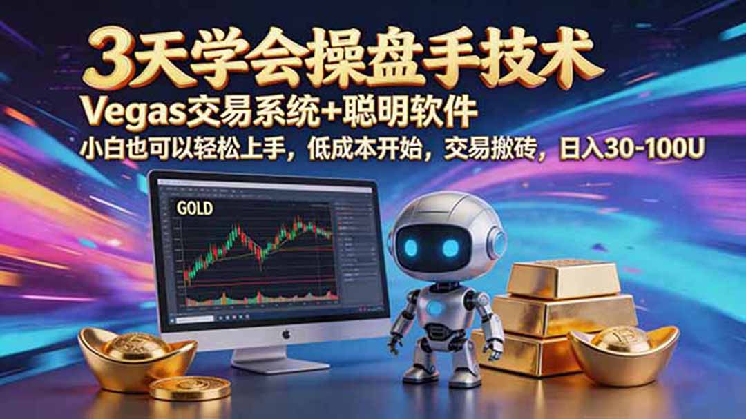三天学会操盘手技术,vegas技术+聪明软件,小白也可以轻松上手,日入500+-52项目站