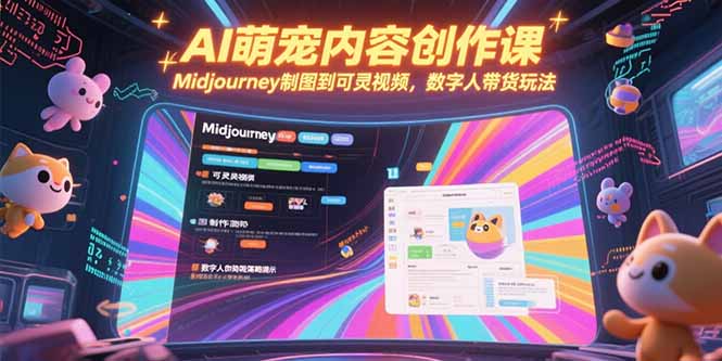 AI萌宠内容创作课，Midjourney制图到可灵视频，数字人带货玩法-52项目站