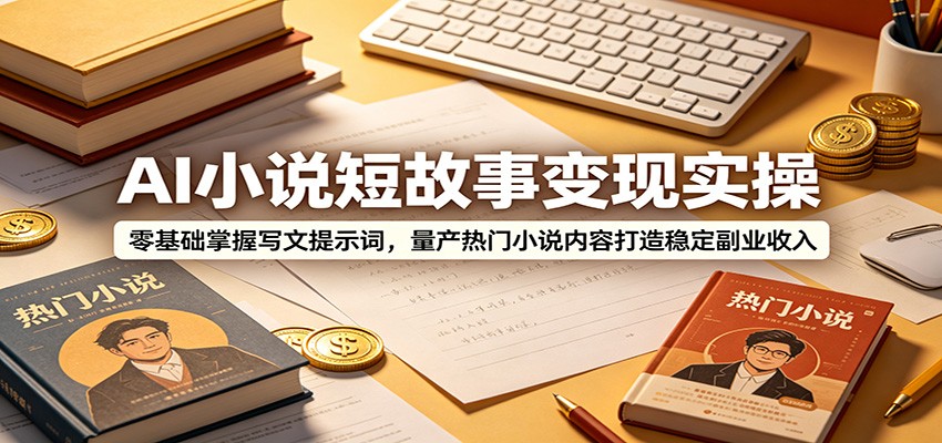 AI小说短故事变现实操：零基础掌握写文提示词，量产热门小说内容打造稳定副业收入-52项目站