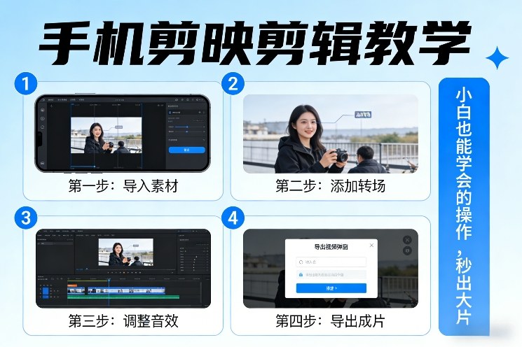 手机剪映剪辑教学，小白也能学会的操作，秒出大片-52项目站