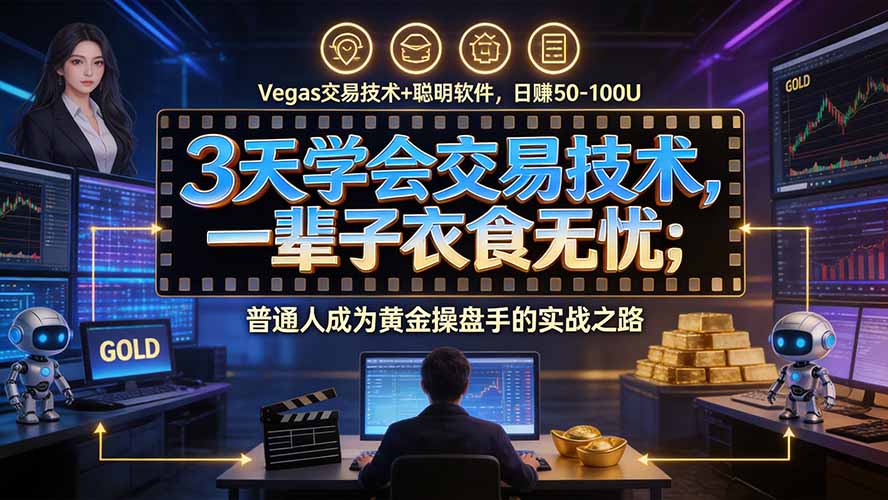 3天学会做交易，普通人快速成为操盘手” Vegas交易系统+聪明软件 ， 日赚50-1000U， 长期稳定，小白轻松上手-52项目站