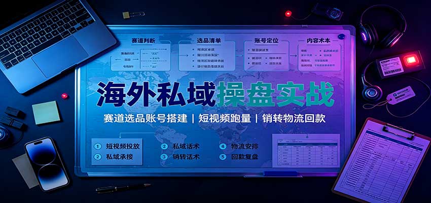 海外私域操盘实战：赛道选品账号搭建，短视频跑量，销转物流回款-52项目站