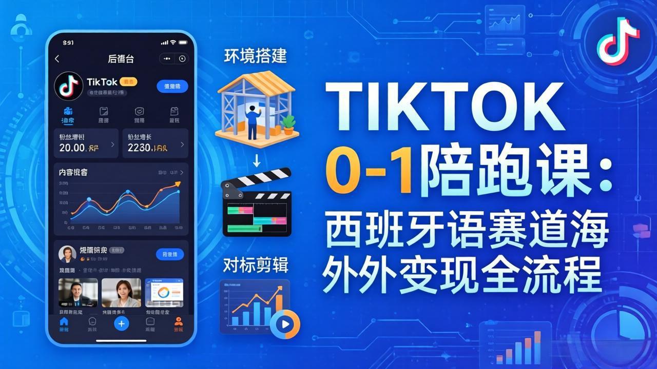 TIKTOK 0-1 陪跑课:从环境搭建到刷对标剪辑,西班牙语赛道海外变现全流程-52项目站