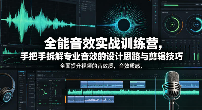 全能音效实战训练营，手把手拆解专业音效的设计思路与剪辑技巧，全面提升视频的音效质感-52项目站