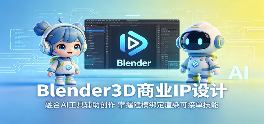 Blender3D商业IP设计:融合AI工具辅助创作,掌握建模绑定渲染可接单技能-52项目站