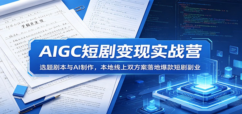 AIGC短剧变现实战营:选题剧本与AI制作,本地线上双方案落地爆款短剧副业-52项目站