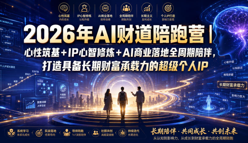 2026年AI财道陪跑营｜心性筑基+IP心智修炼+AI商业落地全周期陪伴，打造具备长期财富承载力的超级个人IP-52项目站