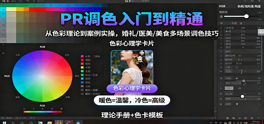 PR调色入门到精通：从色彩理论到案例实操，婚礼/医美/美食多场景调色技巧-52项目站