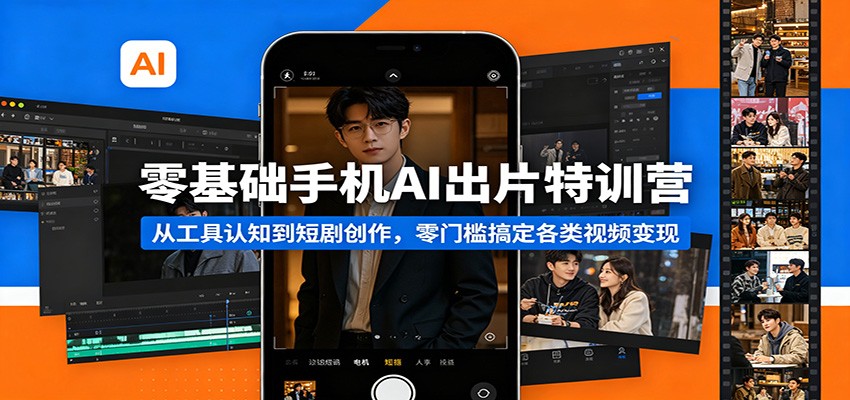 零基础手机AI出片特训营：从工具认知到短剧创作，零门槛搞定各类视频变现-52项目站