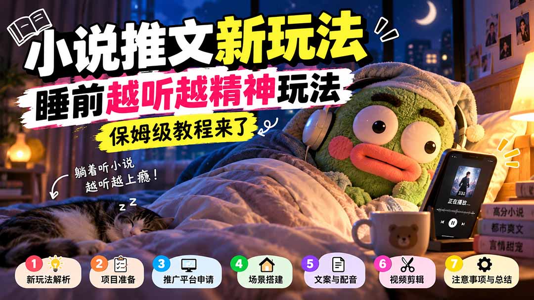 小说推文新玩法,睡前越听越精神玩法,保姆级教程来了-52项目站
