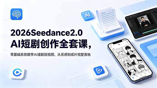 2026Seedance2.0AI短剧创作全套课，零基础系统教学AI漫剧短视频，从灵感到成片完整落地-52项目站