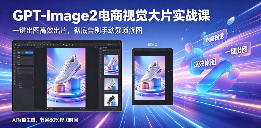 GPT-Image2电商视觉大片实战课，一键出图高效出片，彻底告别手动繁琐修图(更新)-52项目站
