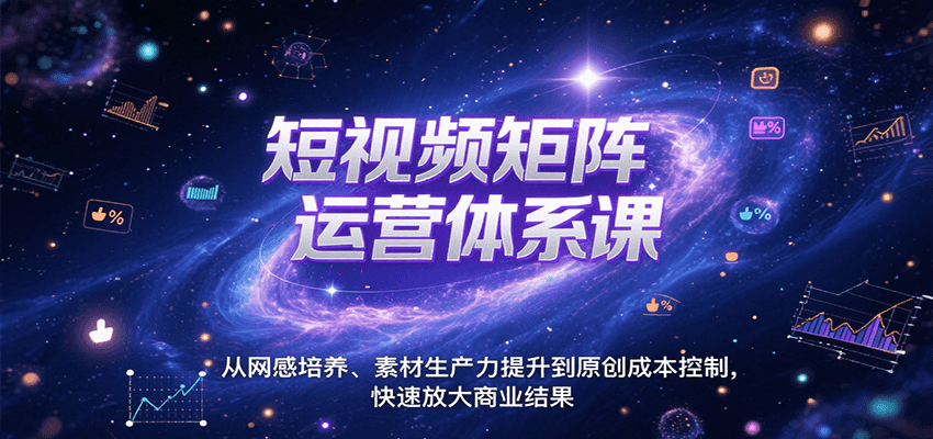 短视频矩阵运营体系课，从网感培养、素材生产力提升到原创成本控制，快速放大商业结果-52项目站