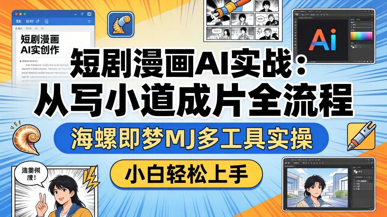 短剧漫画AI实战:从写小说到成片全流程,海螺即梦MJ多工具实操,小白轻松上手-52项目站