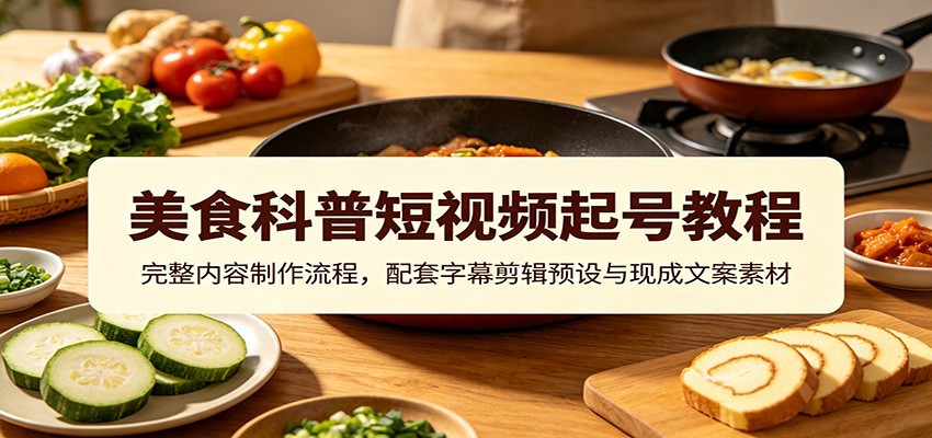 美食科普短视频起号教程：完整内容制作流程，配套字幕剪辑预设与现成文案素材-52项目站