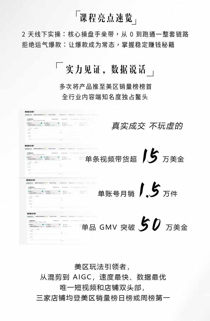 图片[2]-AIGC×TikTok美区短视频带货线下课；两天一夜完整回放，12小时高清视频收录头部操盘手全流程教学-52项目站