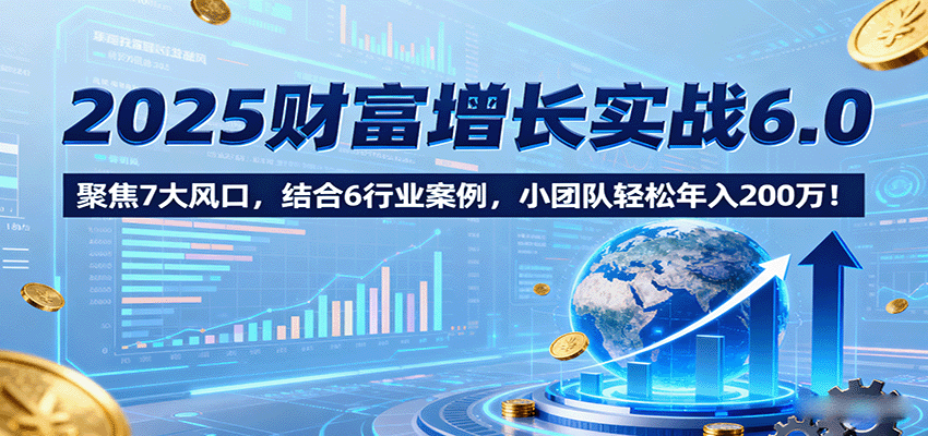 2025财富增长实战6.0，聚焦7大风口，结合6行业案例，小团队轻松年入200万！-52项目站