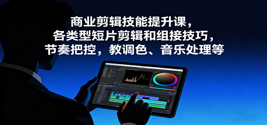 商业剪辑技能提升课，各类型短片剪辑和组接技巧，节奏把控，教调色、音乐处理等-52项目站