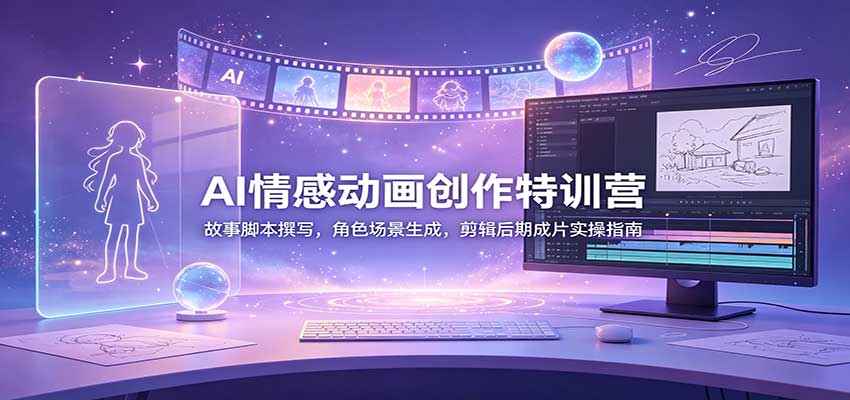 AI情感动画创作特训营：故事脚本撰写，角色场景生成，剪辑后期成片实操指南-52项目站