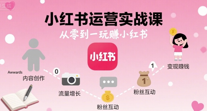小红书运营实战课，从零到一玩賺小红书-52项目站