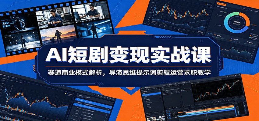 AI短剧变现实战课：赛道商业模式解析，导演思维提示词剪辑运营求职教学-52项目站