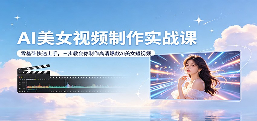 AI美女视频制作实战课:零基础快速上手,三步教会你制作高清爆款AI美女短视频-52项目站