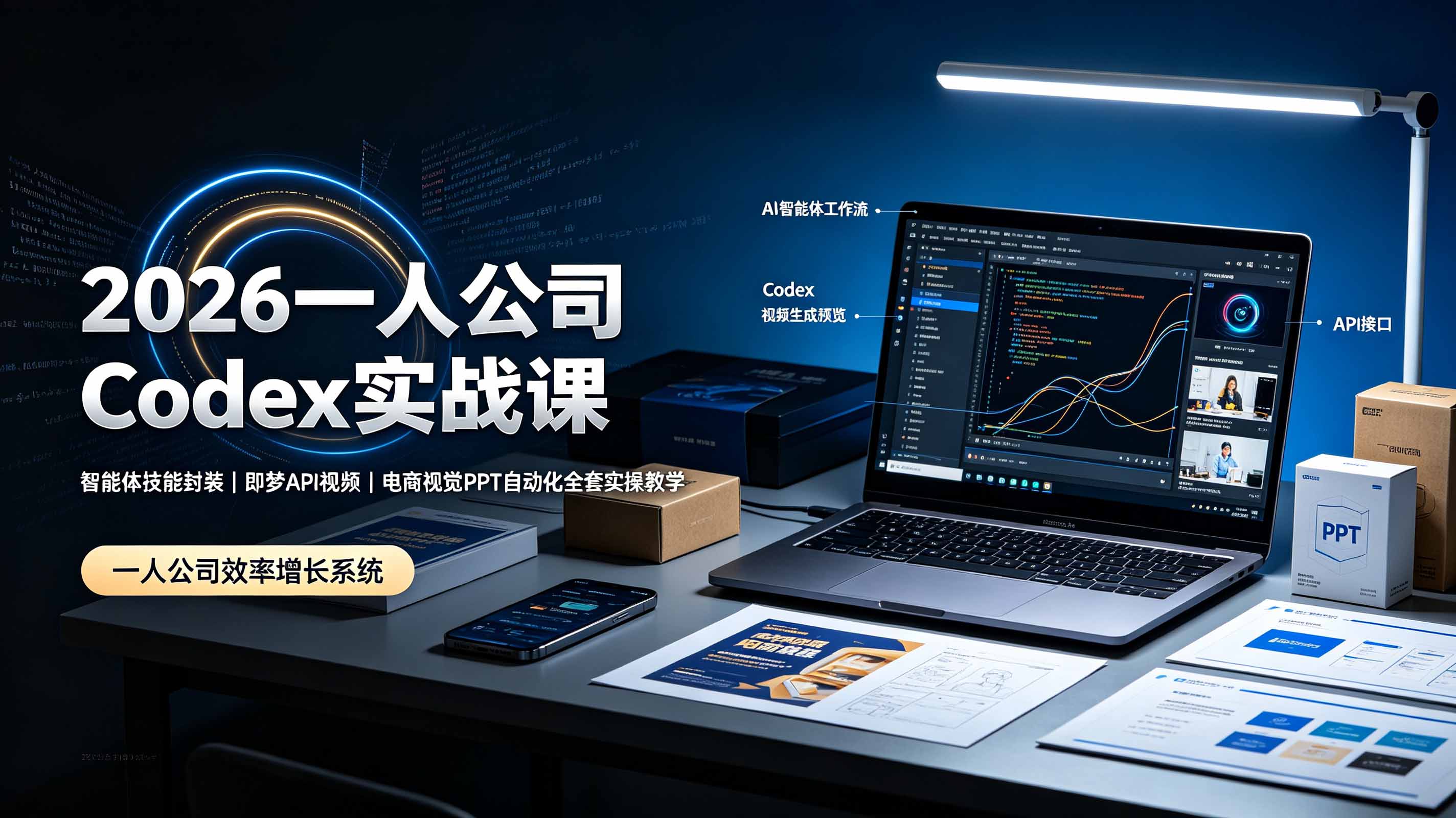 2026一人公司Codex实战课◆智能体技能封装｜即梦API视频｜电商视觉PPT自动化全套实操教学-52项目站