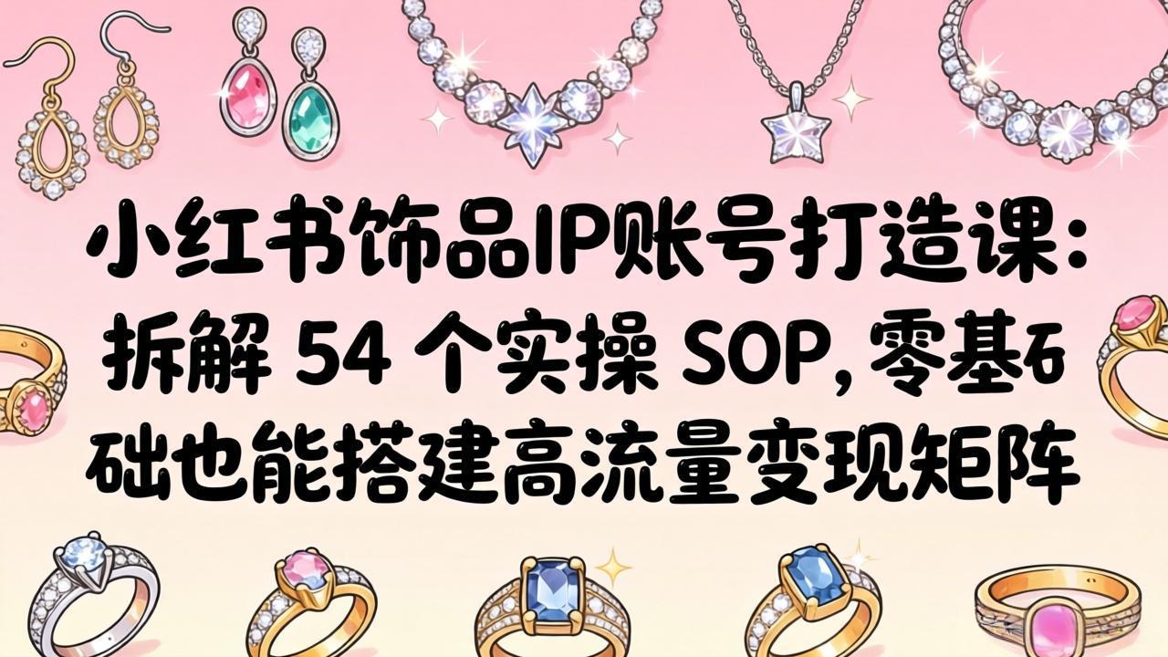 小红书饰品IP账号打造课：拆解 54 个实操 SOP，零基础也能搭建高流量变现矩阵-52项目站