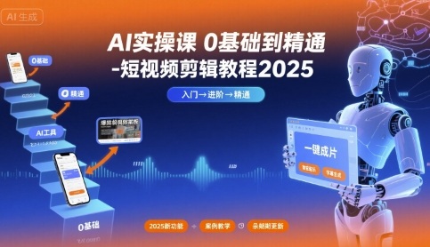 AI实操课0基础到精通-短视频剪辑教程2025-52项目站