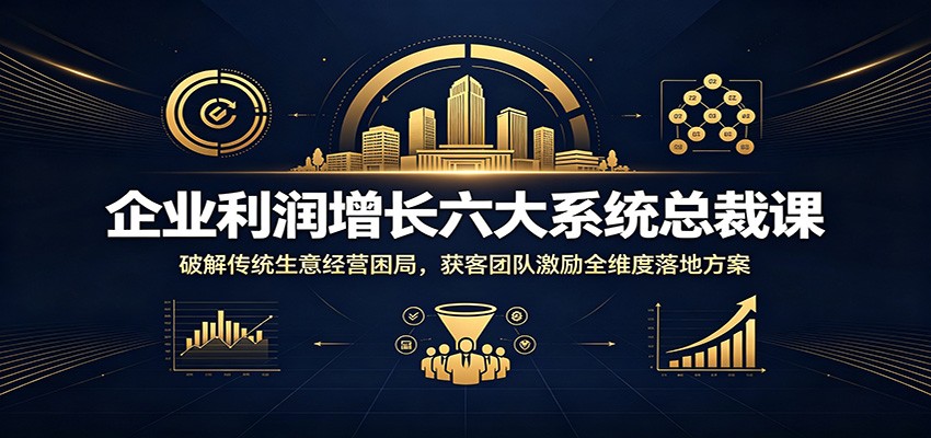 企业利润增长六大系统总裁课：破解传统生意经营困局，获客团队激励全维度落地方案-52项目站