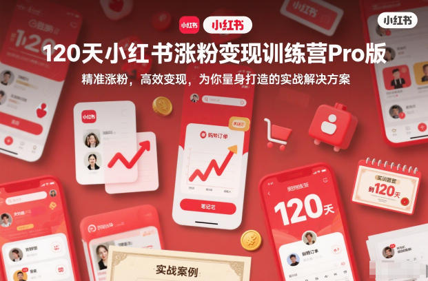 120天小红书涨粉变现训练营Pro版,精准涨粉,高效变现,为你量身打造的实战解决方案-52项目站