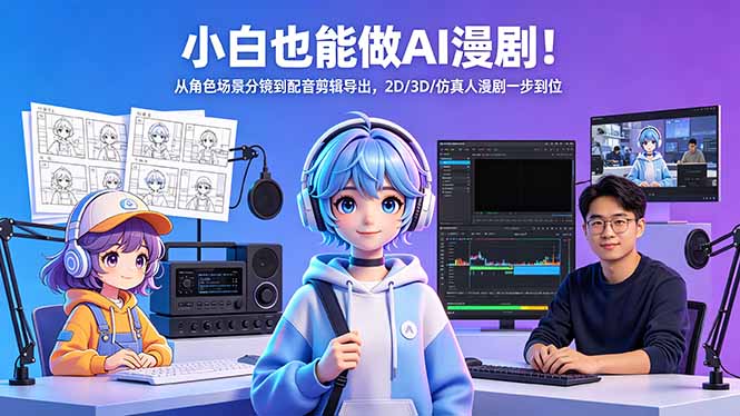 小白也能做AI漫剧！从角色场景分镜到配音剪辑导出，2D/3D/仿真人漫剧一步到位-52项目站