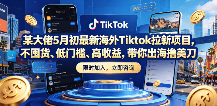 某大佬5月初最新海外Tiktok拉新项目,不囤货、低门槛、高收益,带你出海撸美刀-52项目站