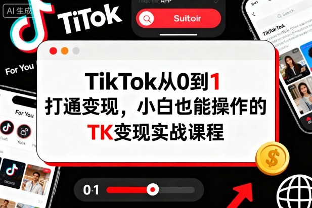 TikTok从0到1打通变现，小白也能操作的TK变现实战课程-52项目站