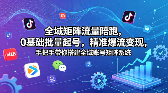全域矩阵流量陪跑，0基础批量起号，精准爆流变现，手把手带你搭建全域账号矩阵系统-52项目站